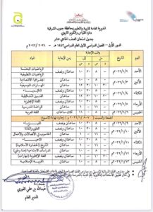 جدول اختبارات الحادي عشر سلطنة عمان 2022